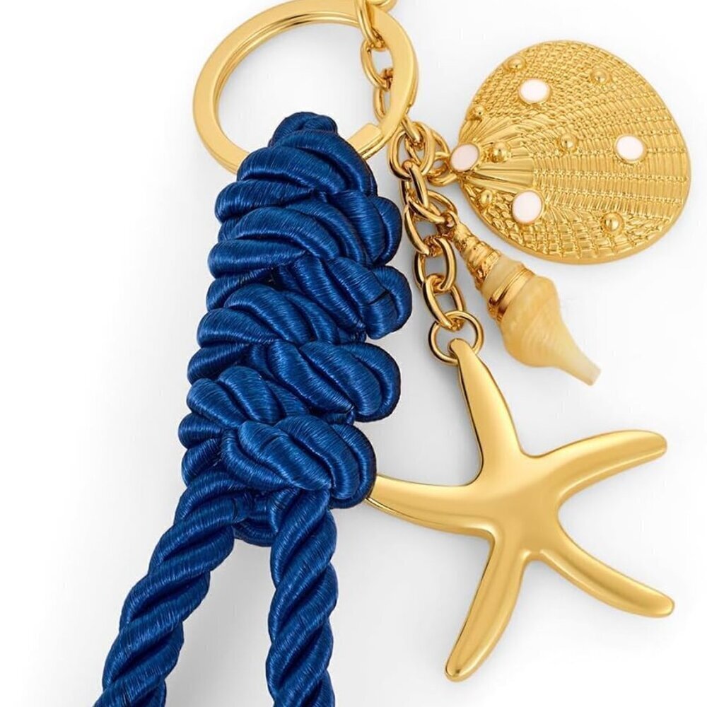 Starfish Gold Bag Charm Keychain Women Ocean Shell Purse Luggage Accessory